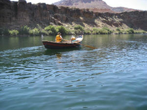 Ron with Eva in the dory