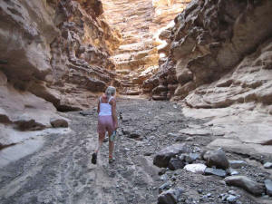 Eva walking up Carbon Canyon