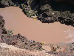 Looking at our camp across the river