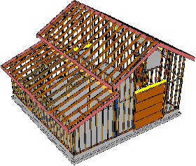 Framed barn generated with SolidBuilder